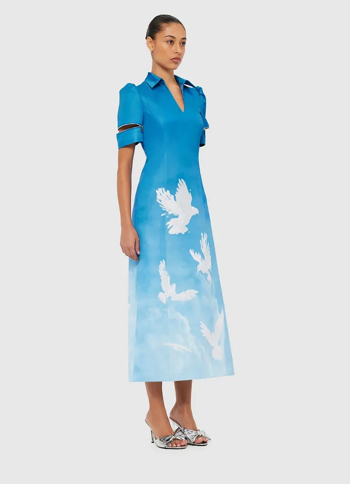 Nadine Shirt Midi Dress 8211 Aerial Print Dresses and Jumpsuits LEO LIN Women