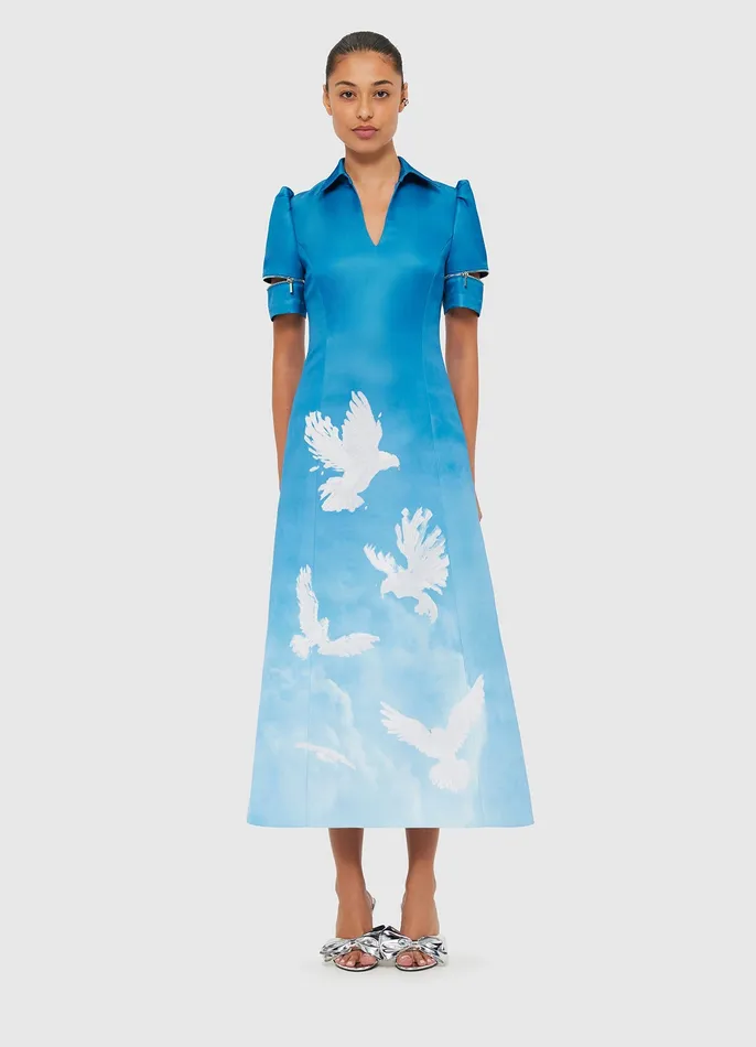 Nadine Shirt Midi Dress 8211 Aerial Print Dresses and Jumpsuits LEO LIN Women