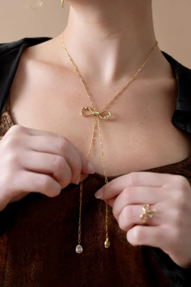 Necklaces Women Alex And Ani Coquette Bow Necklace Shiny Gold