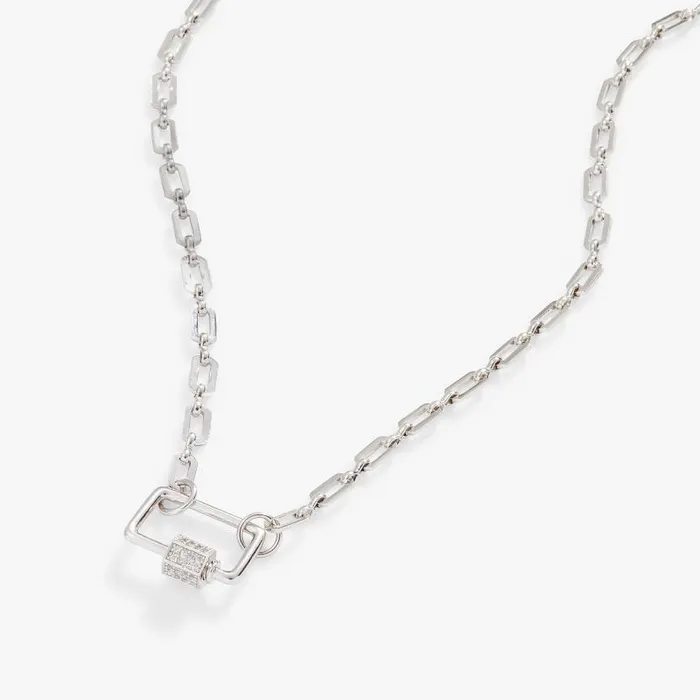 Necklaces Women Alex And Ani Open Link Square Carabiner Necklace Silver