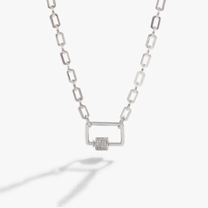 Necklaces Women Alex And Ani Open Link Square Carabiner Necklace Silver