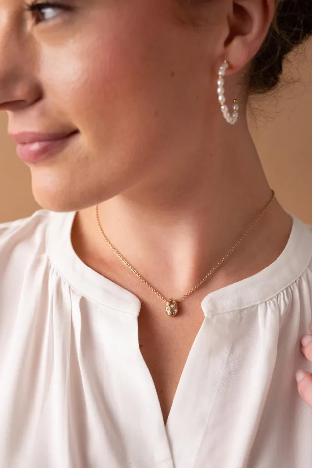 Necklaces Women Alex And Ani Pearl And Crystal Pendant Necklace Gold