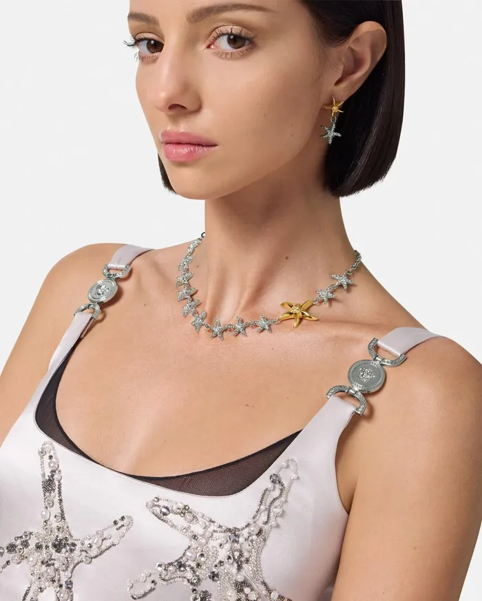 Necklaces Women Versace Crystal Barocco Sea Necklace Silvergold