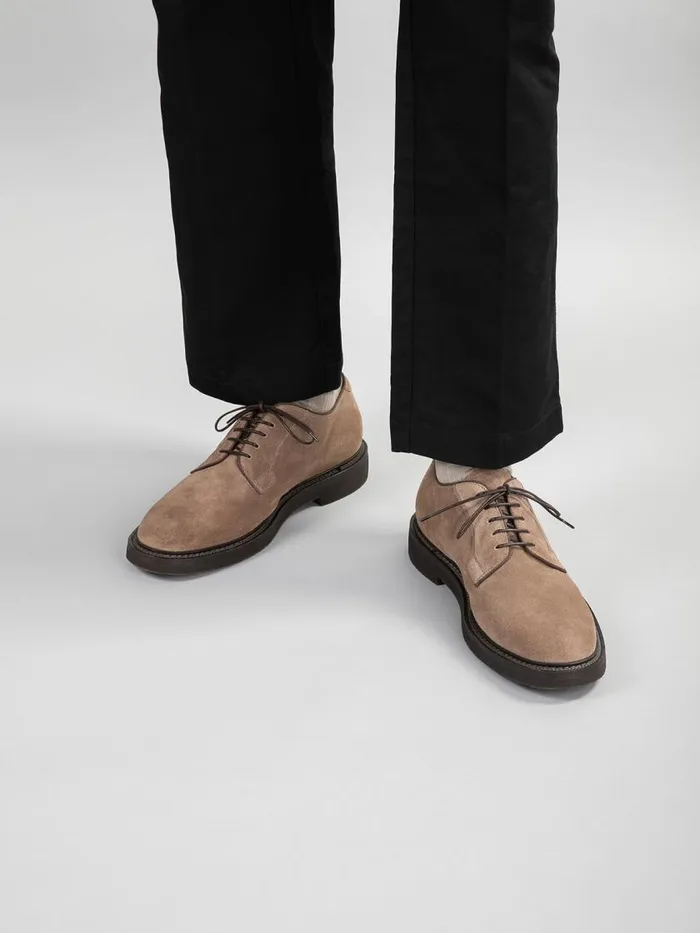 Officine Creative Derbies and Oxfords HOPKINS FLEXI 201 Orice Taupe Suede Derby Shoes 8211 Men