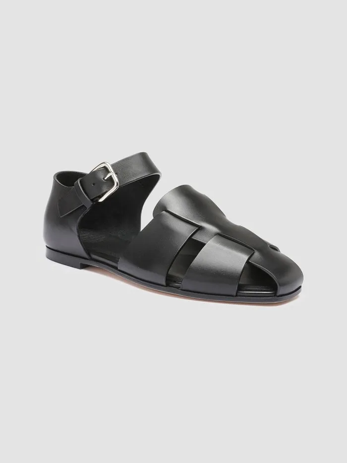 Officine Creative Sandals CUBA 003 Nero Black Leather Sandals 8211 Women