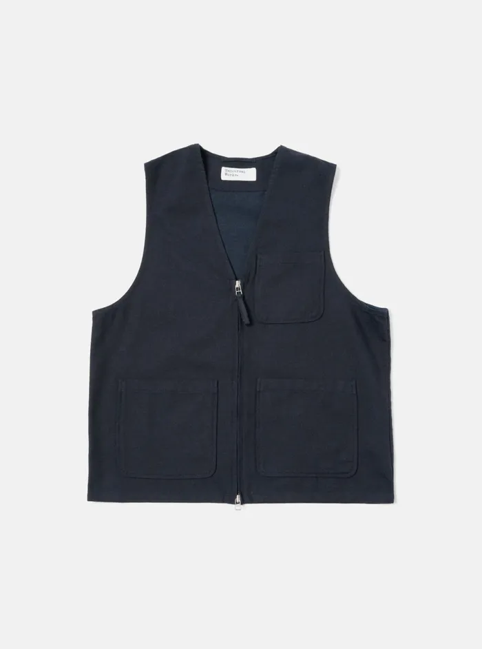 Operators Gilet In Navy Upcycled Italian Tweed Men Universal Works Waistcoats and Gilets Operators Gilet In Navy Upcycled Italian Tweed Men Universal Works Waistcoats and Gilets