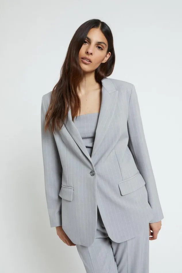 Ottod039Ame Onebutton Pinstriped Jacked Women Blazers and Jackets