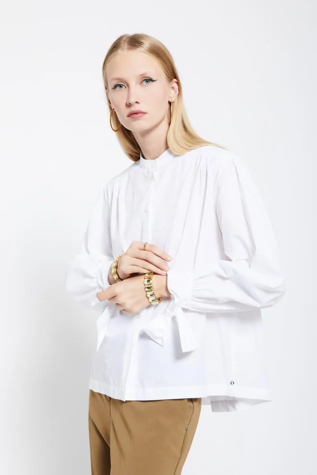 Ottod039Ame Poplin Shirt With Mandarin Collar Women Shirts and Blouses