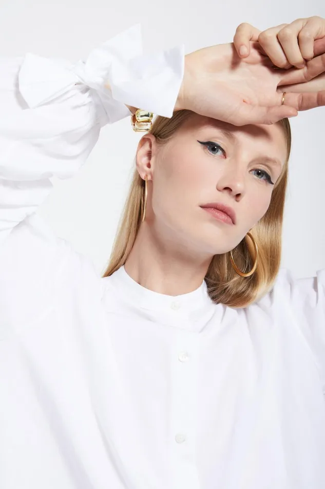 Ottod039Ame Poplin Shirt With Mandarin Collar Women Shirts and Blouses