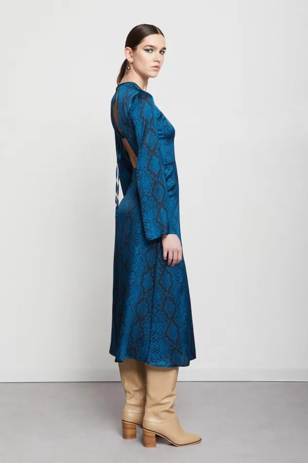 Ottod039Ame Printed Viscose Dress With Open Back Women Dresses