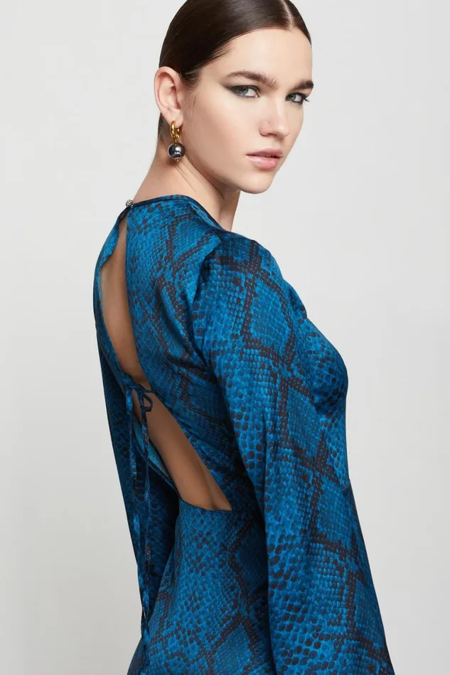 Ottod039Ame Printed Viscose Dress With Open Back Women Dresses