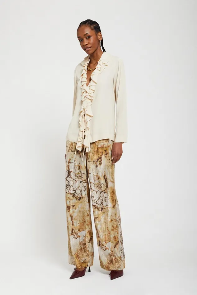 Ottod039Ame Silkblend Shirt With Rouches Women Shirts and Blouses