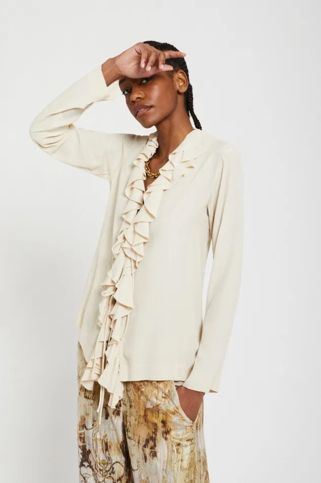 Ottod039Ame Silkblend Shirt With Rouches Women Shirts and Blouses