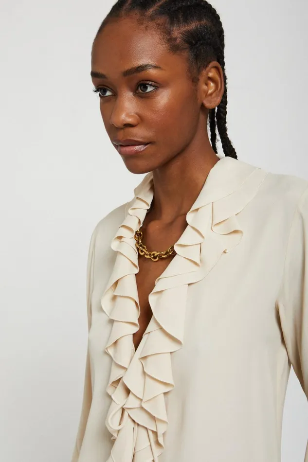 Ottod039Ame Silkblend Shirt With Rouches Women Shirts and Blouses