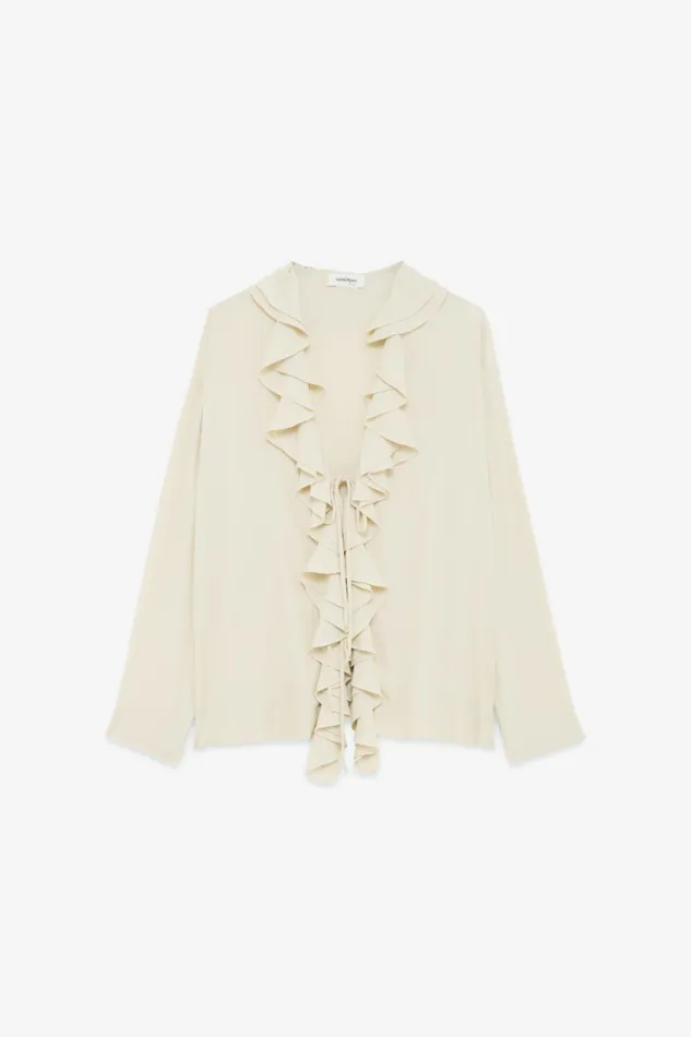 Ottod039Ame Silkblend Shirt With Rouches Women Shirts and Blouses