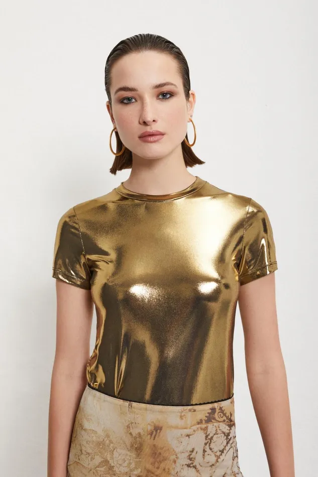 Ottod039Ame Tshirt Vinyl Effect Women TShirts and Tops