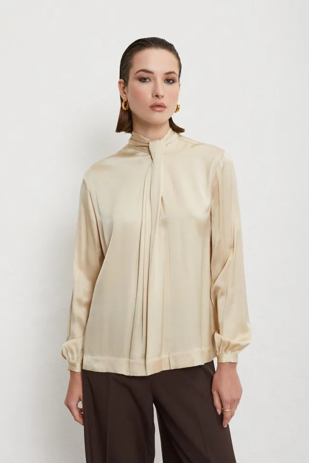 Ottod039Ame Viscose Blouse With Scarf Neck Women Shirts and Blouses