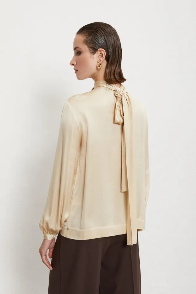 Ottod039Ame Viscose Blouse With Scarf Neck Women Shirts and Blouses