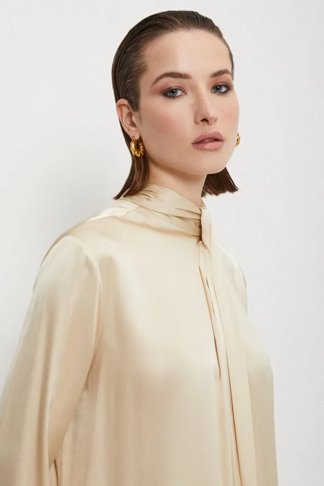 Ottod039Ame Viscose Blouse With Scarf Neck Women Shirts and Blouses