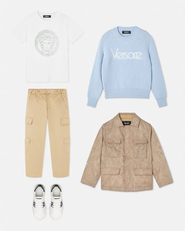 Outerwear and Jackets Kids Versace Barocco Jacquard Jacket Beige