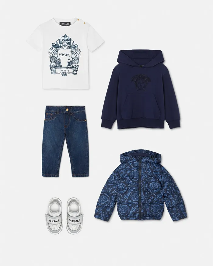 Outerwear Kids Versace Barocco Baby Puffer Jacket Blueprint