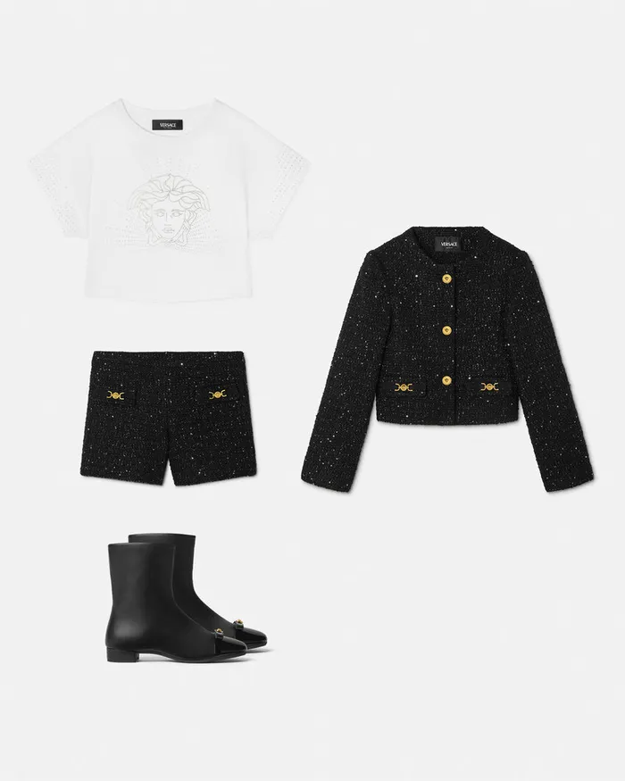 Outerwear Kids Versace Tweed Cardigan Jacket Black