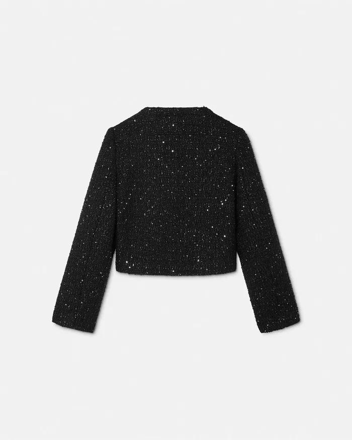 Outerwear Kids Versace Tweed Cardigan Jacket Black