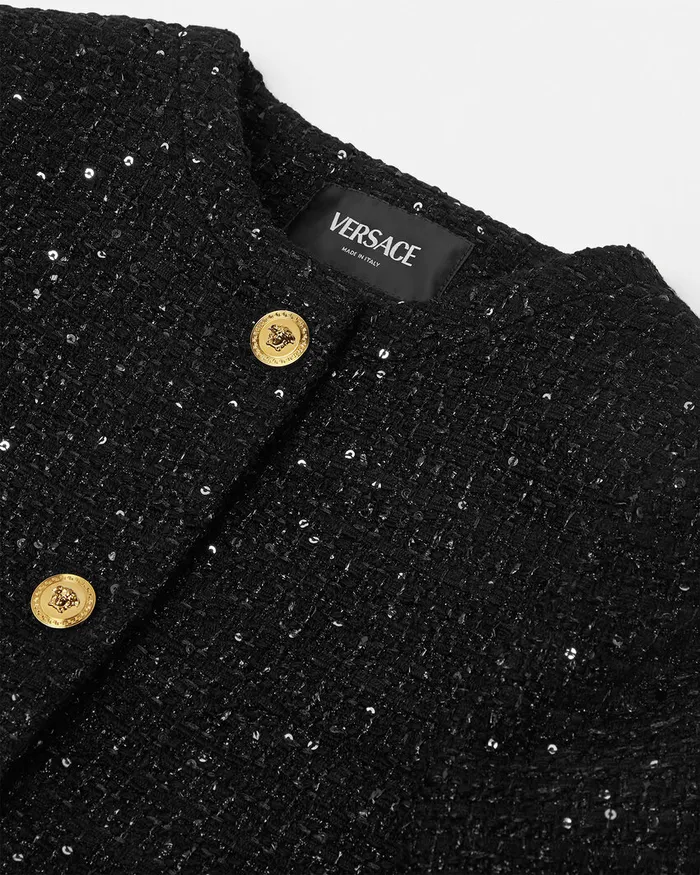 Outerwear Kids Versace Tweed Cardigan Jacket Black