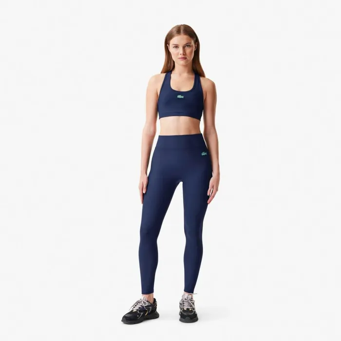 Pants and Leggings Women Lacoste Women039s Lacoste X Bandier Ribbed Leggings Navy Blue 166