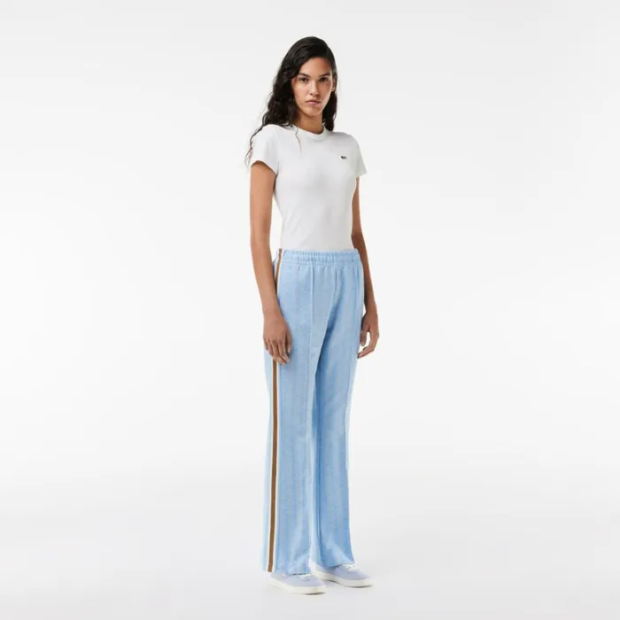 Pants and Leggings Women Lacoste Women039s Monogram Print Sweatpants Light Blue White Wb5