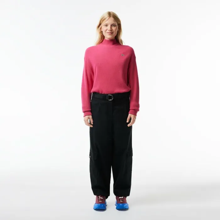 Pants and Leggings Women Lacoste Women039s Stretch Cotton Gabardine Cargo Pants Black 031