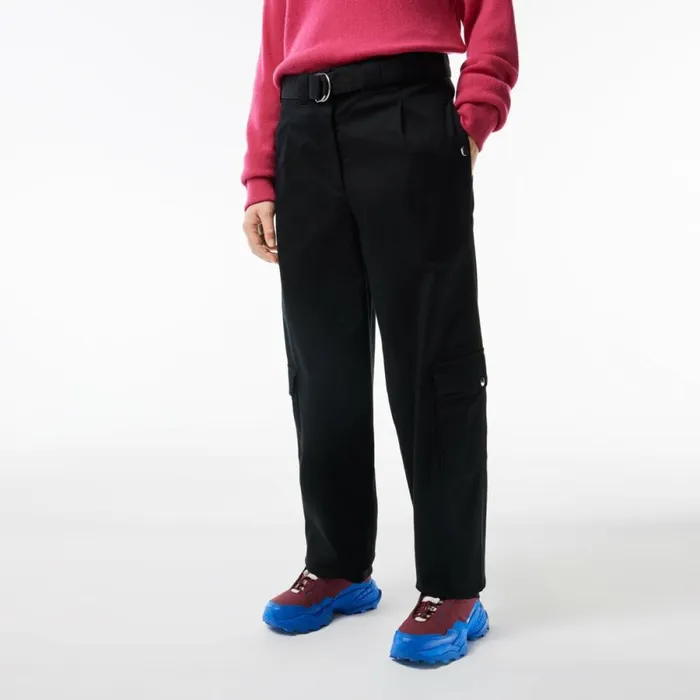 Pants and Leggings Women Lacoste Women039s Stretch Cotton Gabardine Cargo Pants Black 031