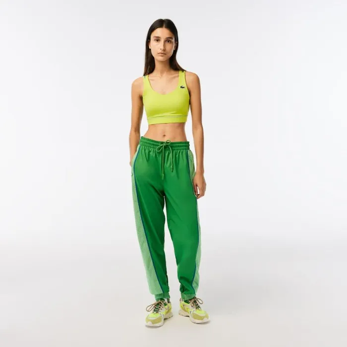 Pants and Leggings Women Lacoste Womens Perforated Effect Joggers Green Dbf