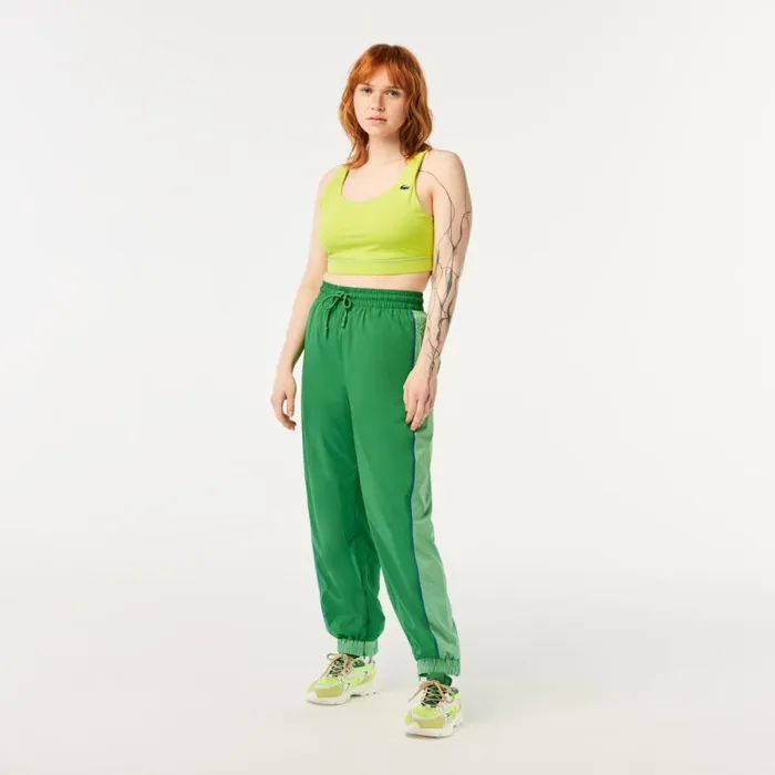 Pants and Leggings Women Lacoste Womens Perforated Effect Joggers Green Dbf