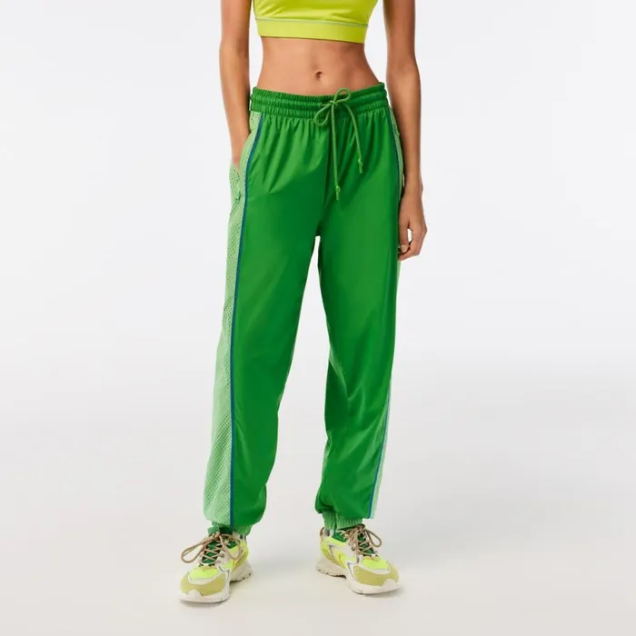 Pants and Leggings Women Lacoste Womens Perforated Effect Joggers Green Dbf