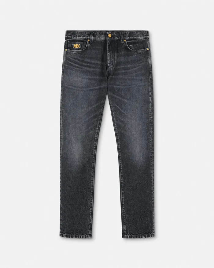 Pants and Shorts Men Versace RegularFit Jeans Black