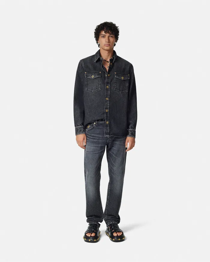 Pants and Shorts Men Versace RegularFit Jeans Black