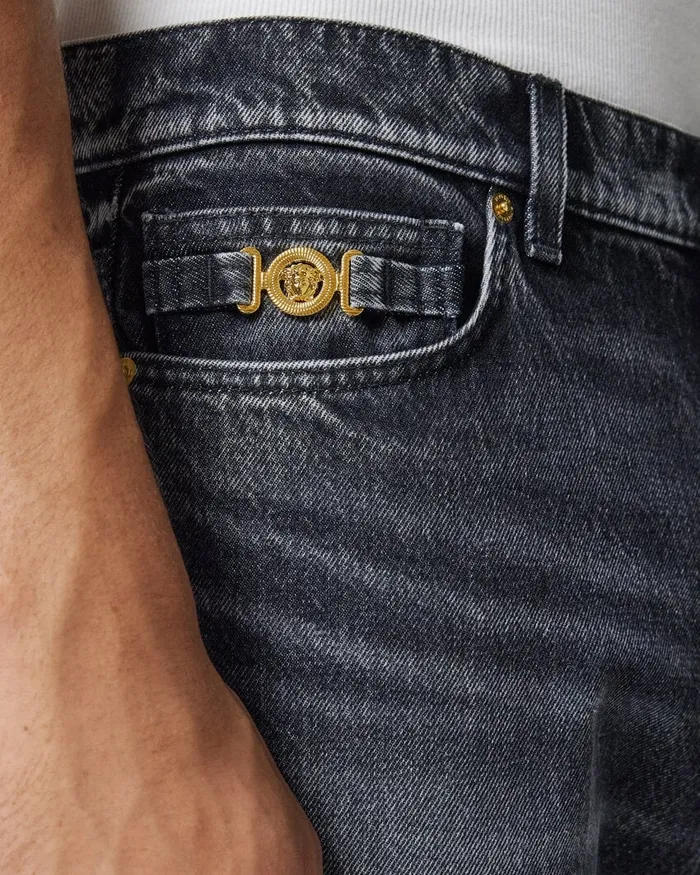 Pants and Shorts Men Versace RegularFit Jeans Black