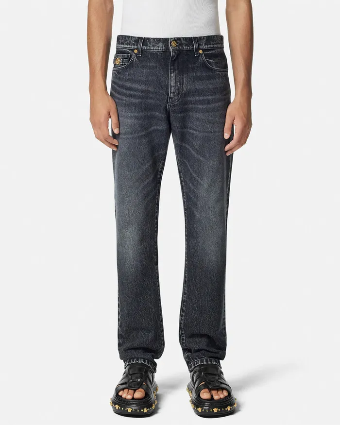 Pants and Shorts Men Versace RegularFit Jeans Black