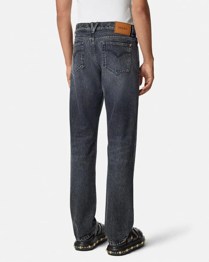 Pants and Shorts Men Versace RegularFit Jeans Black