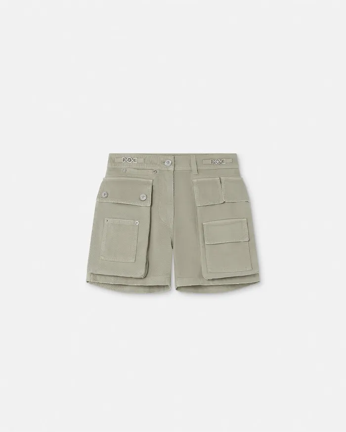 Pants and Shorts Women Versace Cargo Denim Shorts Green