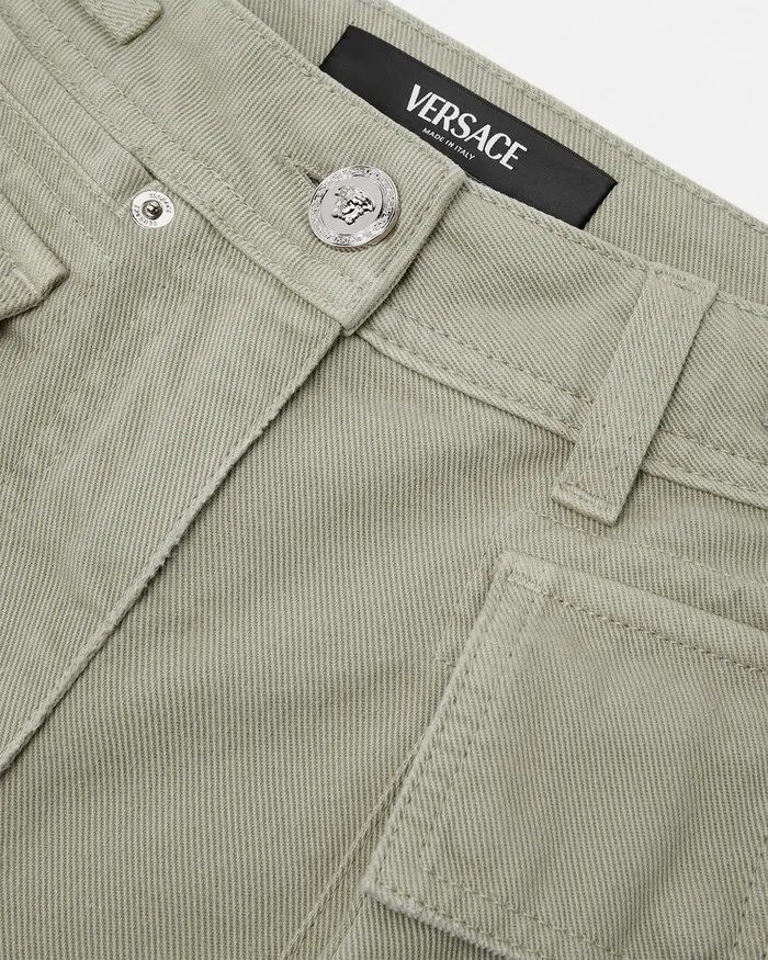 Pants and Shorts Women Versace Cargo Denim Shorts Green