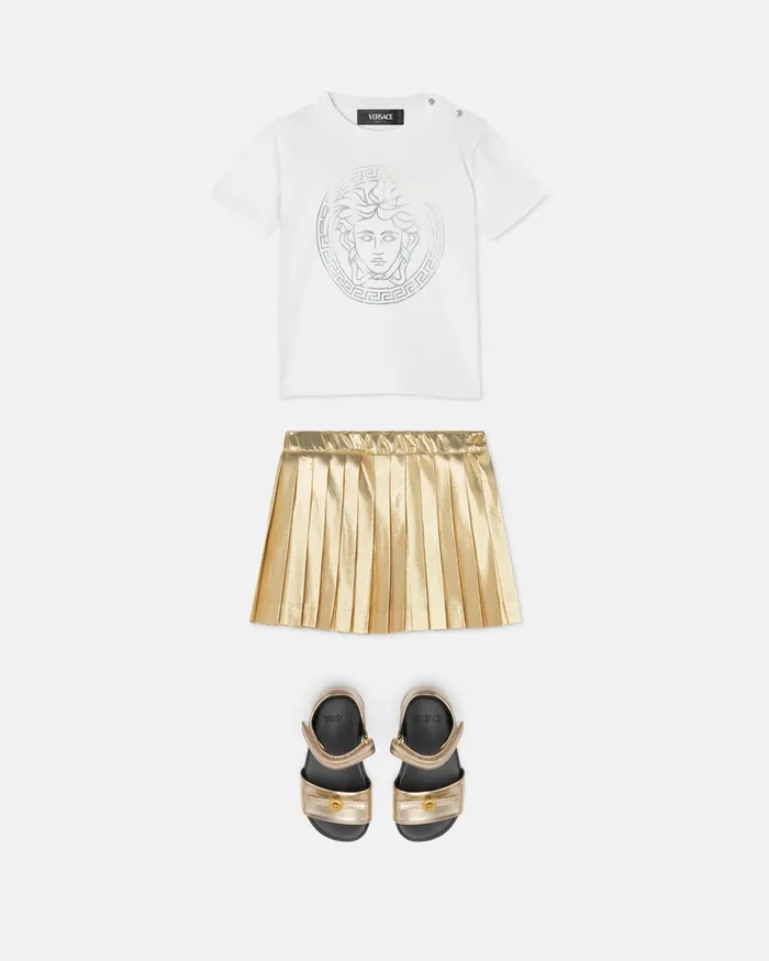 Pants and Skirts Kids Versace Medusa Pleated Baby Mini Skirt Gold