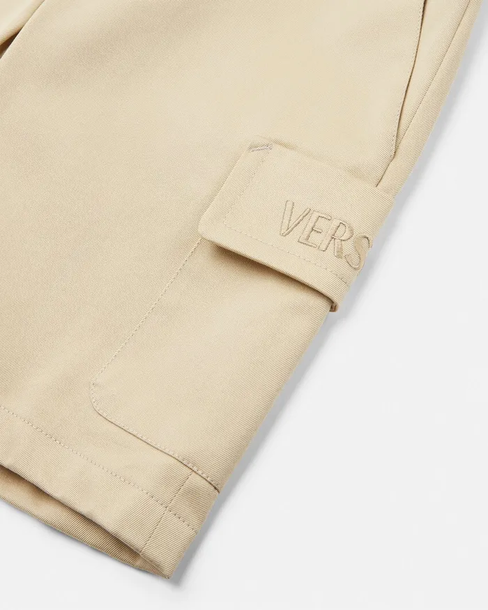 Pants Kids Versace Gabardine Logo Baby Shorts Beige