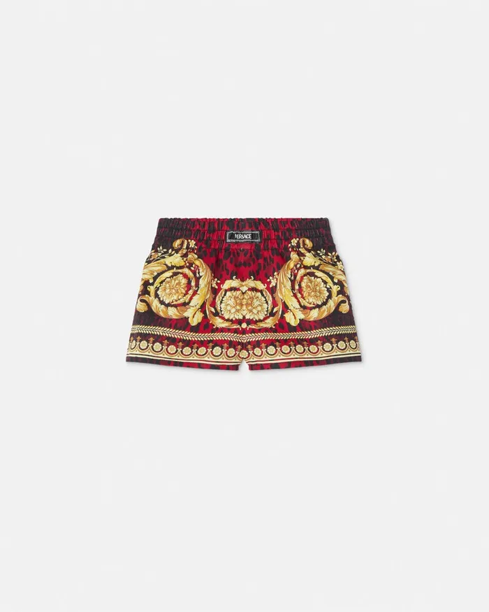 Pants Kids Versace Wild Barocco Gabardine Baby Shorts Printred