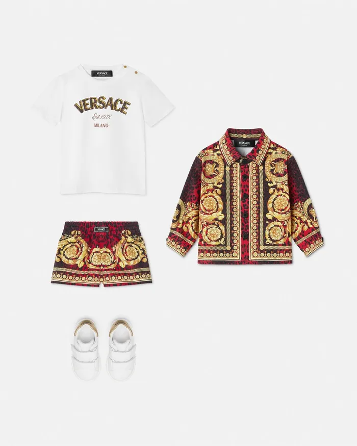 Pants Kids Versace Wild Barocco Gabardine Baby Shorts Printred