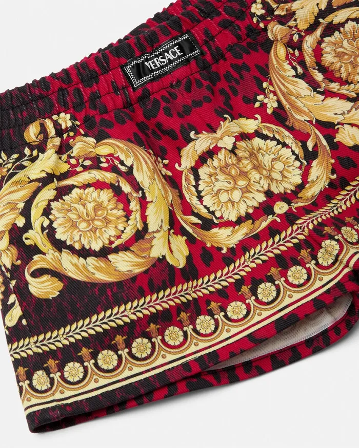 Pants Kids Versace Wild Barocco Gabardine Baby Shorts Printred