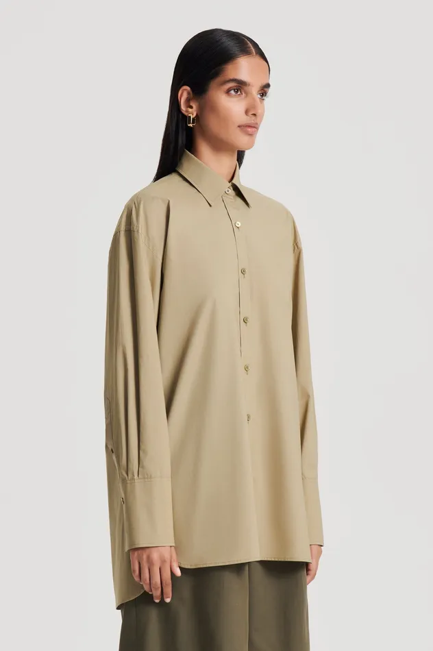 PARACHUTE COTTON SHIRT KHAKI Women Tops Scanlan Theodore PARACHUTE COTTON SHIRT KHAKI Women Tops Scanlan Theodore