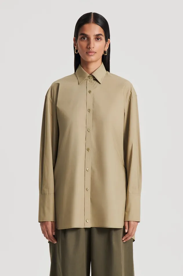 PARACHUTE COTTON SHIRT KHAKI Women Tops Scanlan Theodore PARACHUTE COTTON SHIRT KHAKI Women Tops Scanlan Theodore