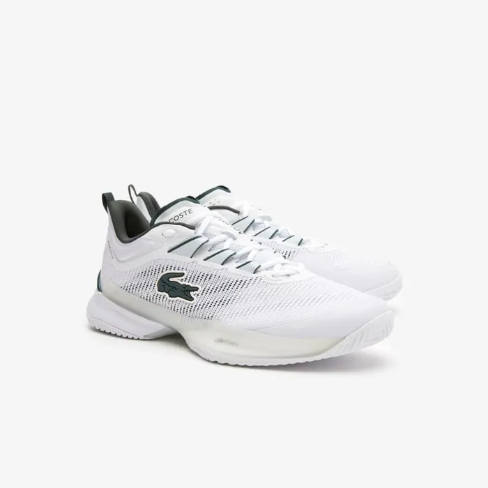 Performance Men Lacoste Men039s Lacoste AGLT23 Ultra Tennis Shoes With Technical Piqu Whitedark Green 1r5